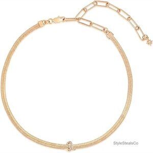 18K Gold Plated Zodiac Leo Choker Necklace with Herringbone Chain